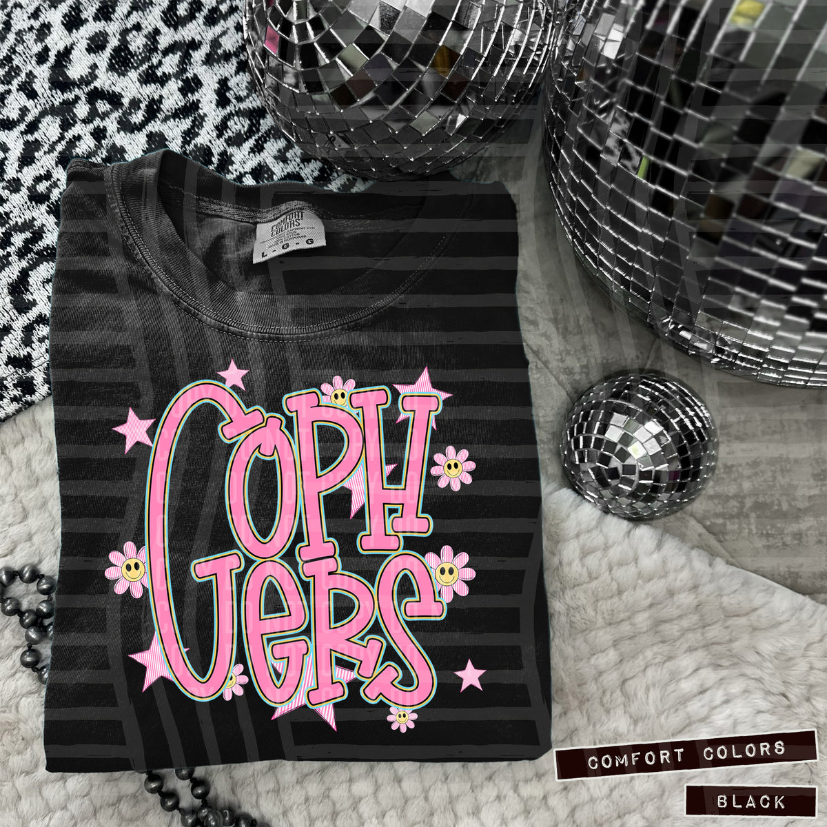 Gophers Pink Flowers And Stars 104965 DTF transfer