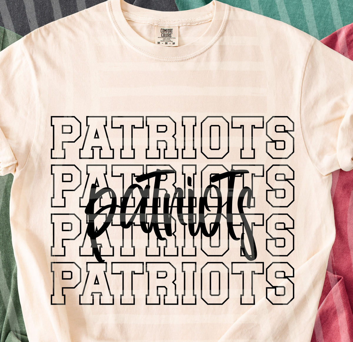patriots simple stacked outlines (Caplinger) DTF Transfer