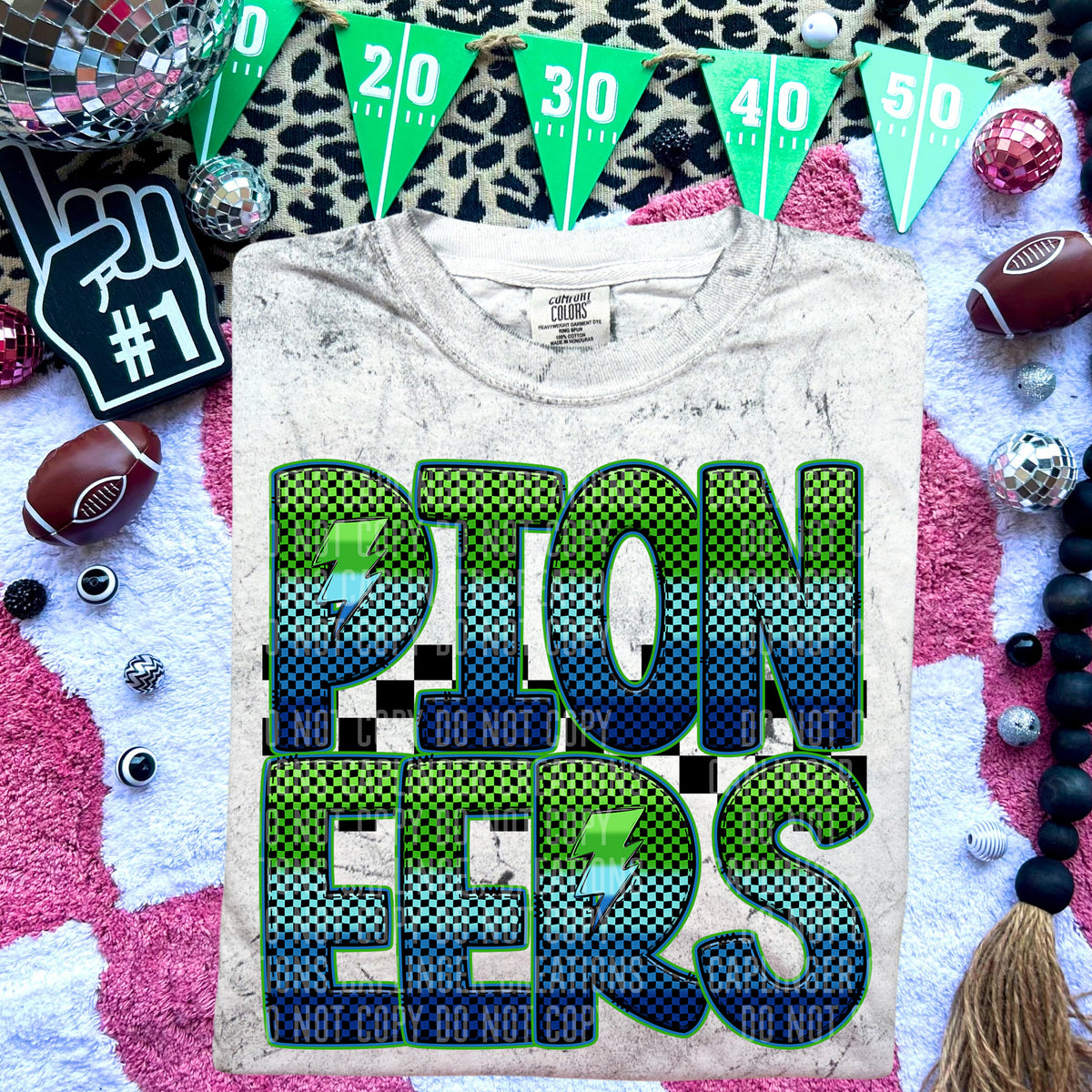 Pioneers Blue and Green Checkered (Caplinger) DTF transfer