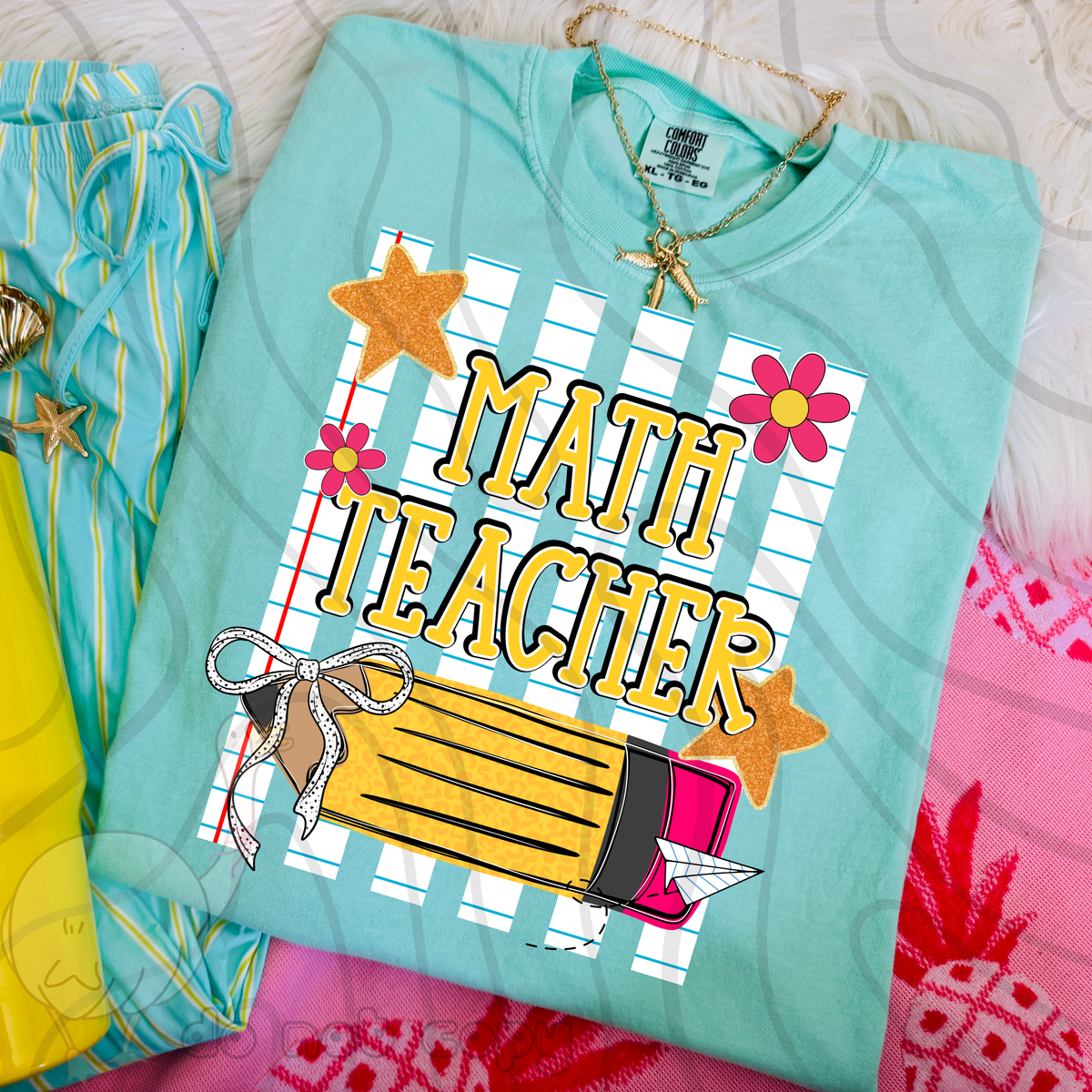 Math teacher pencil stripes (DKD) DTF Transfer