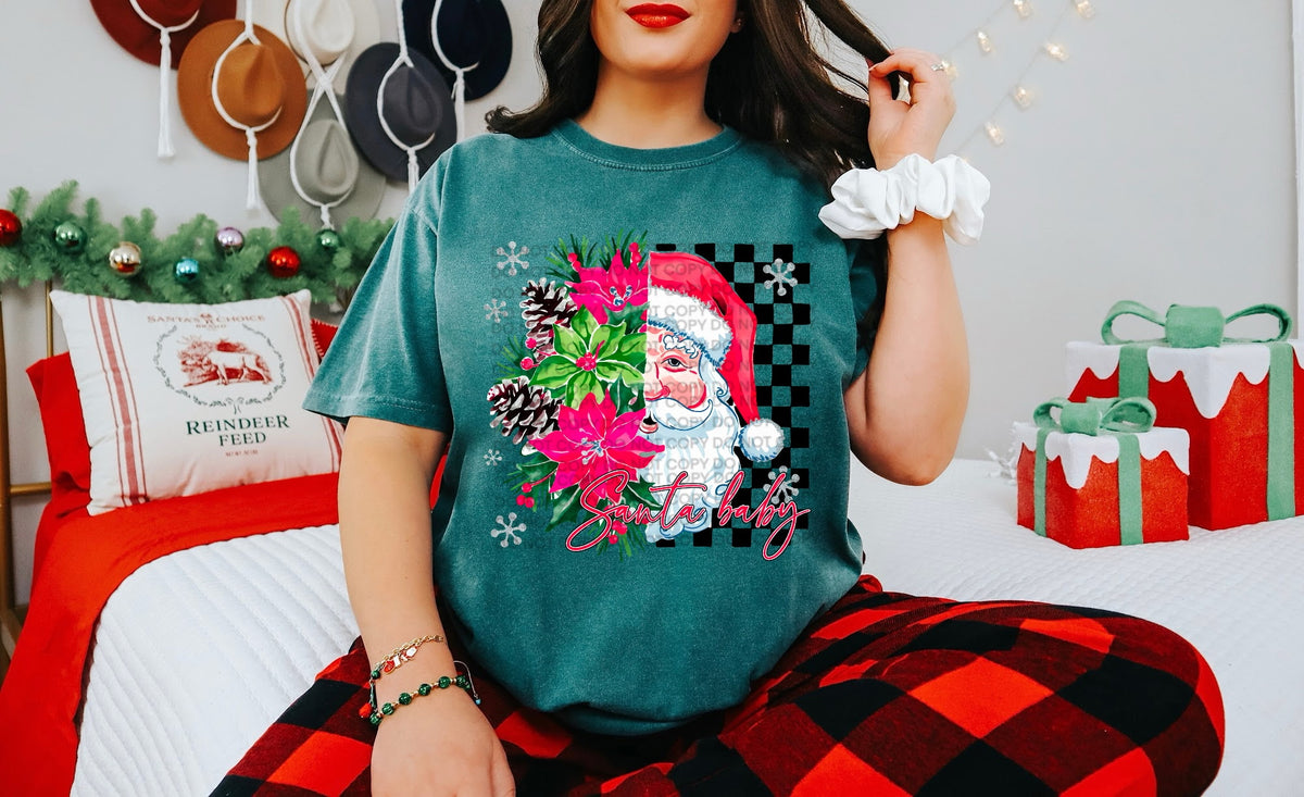 Santa Baby half florals (SCG) DTF Transfer