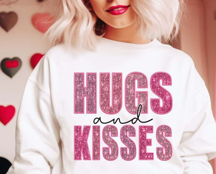 Hugs and kisses pink and purple sequin 70747 DTF transfer