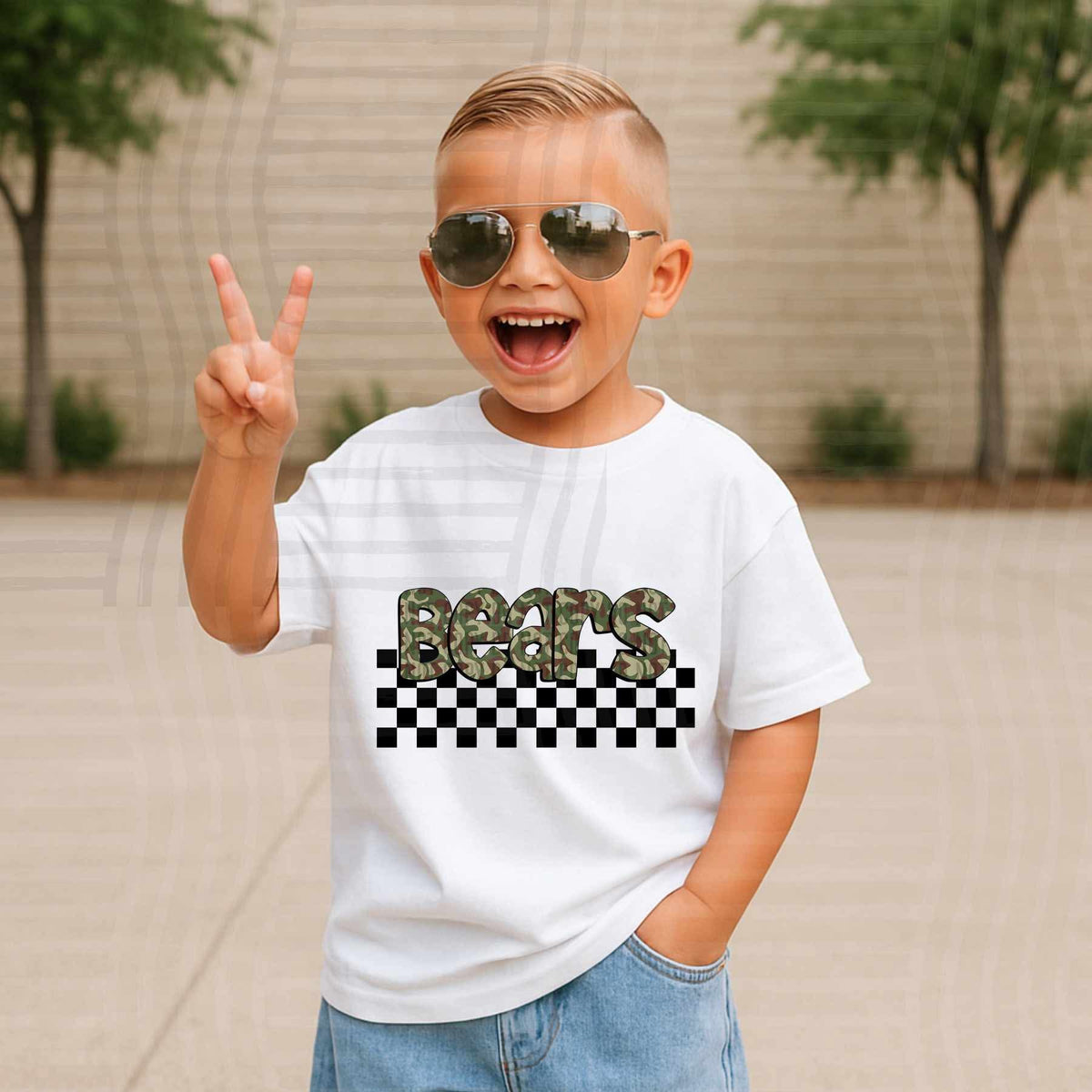 Bears Camo checkered mascots (Caplinger) DTF transfer