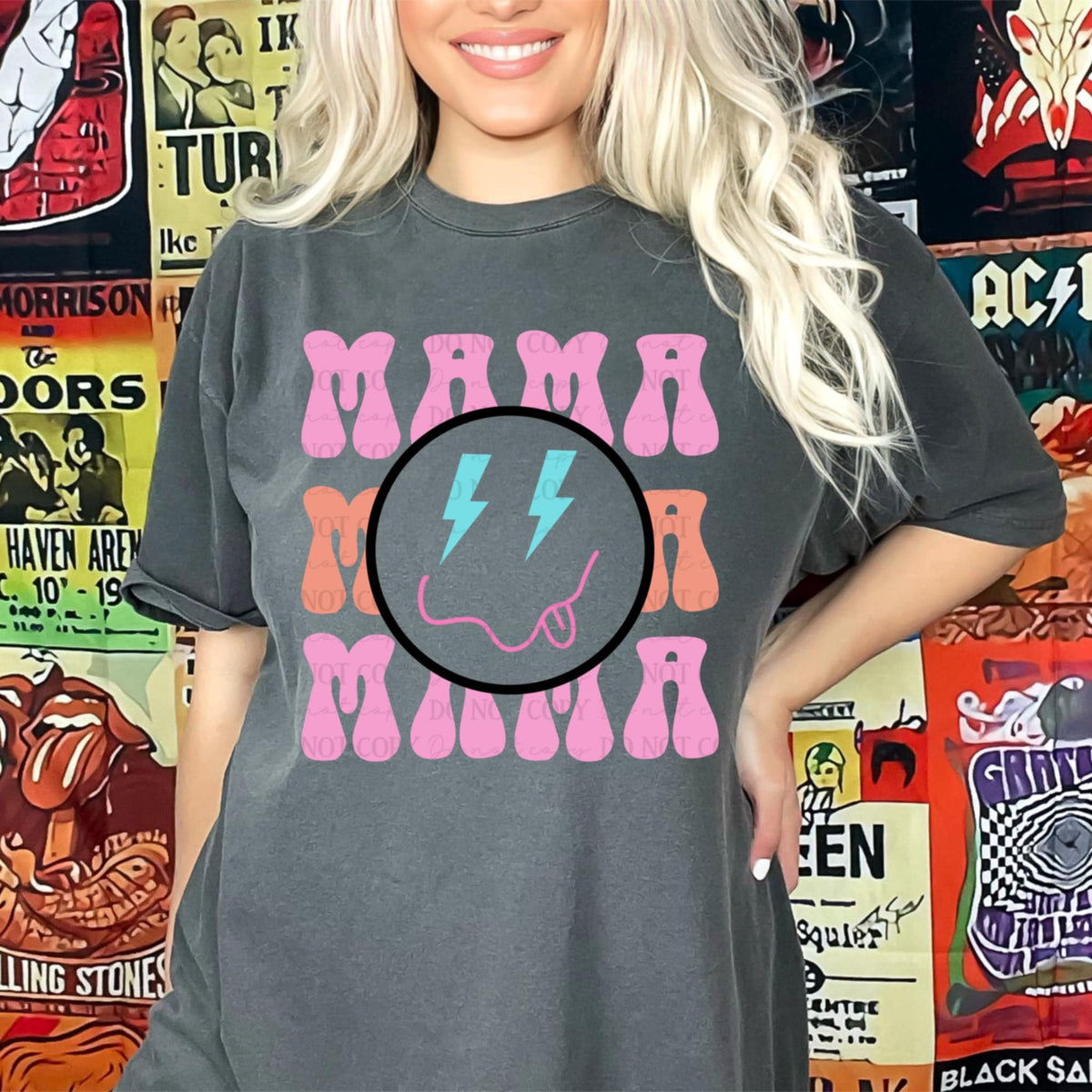 Mama stacked with smiley (ABD) 93170 DTF transfer