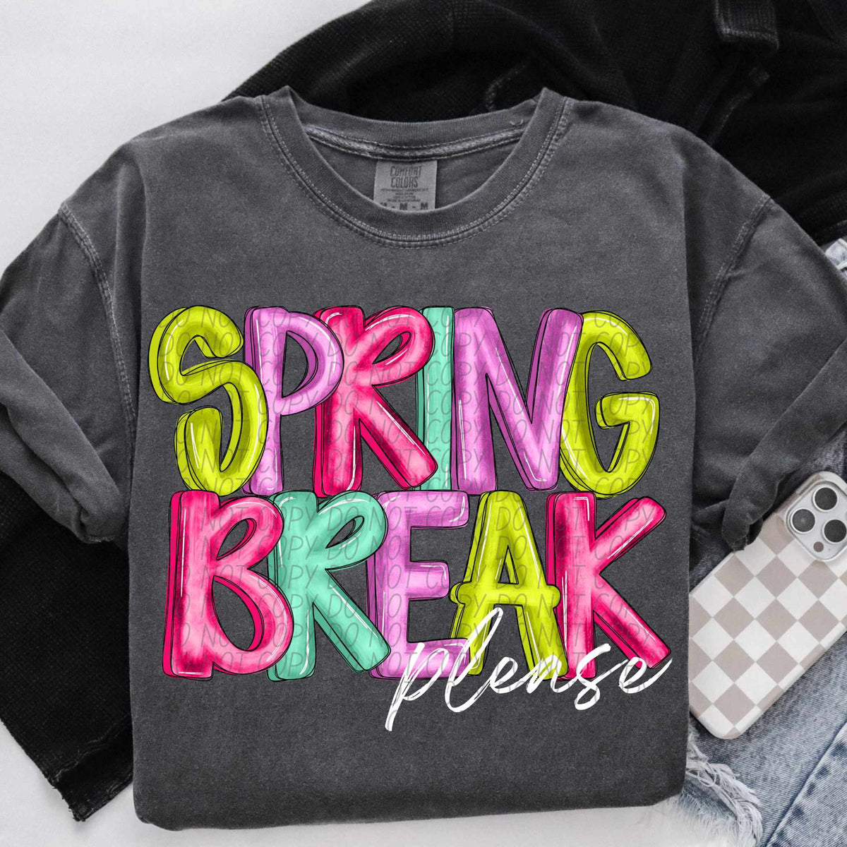Spring break please colorful and white (CITY) 85060 DTF transfer