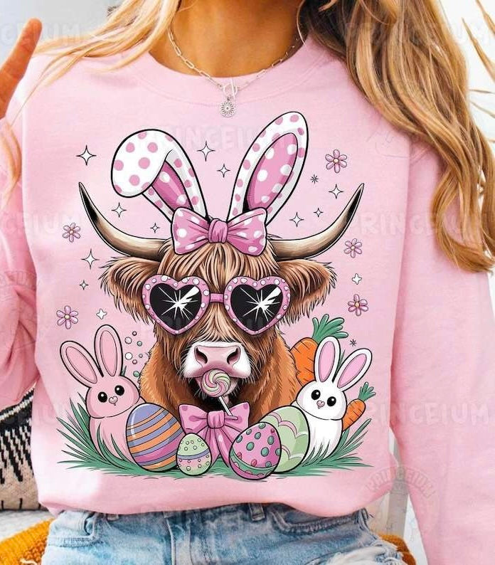 Cow with bunny ears 84363 DTF transfer