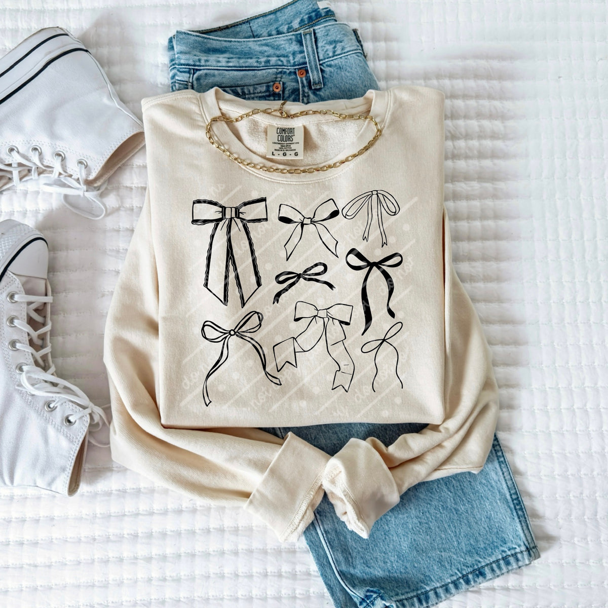 Bows collage black (scarlow) DTF transfer