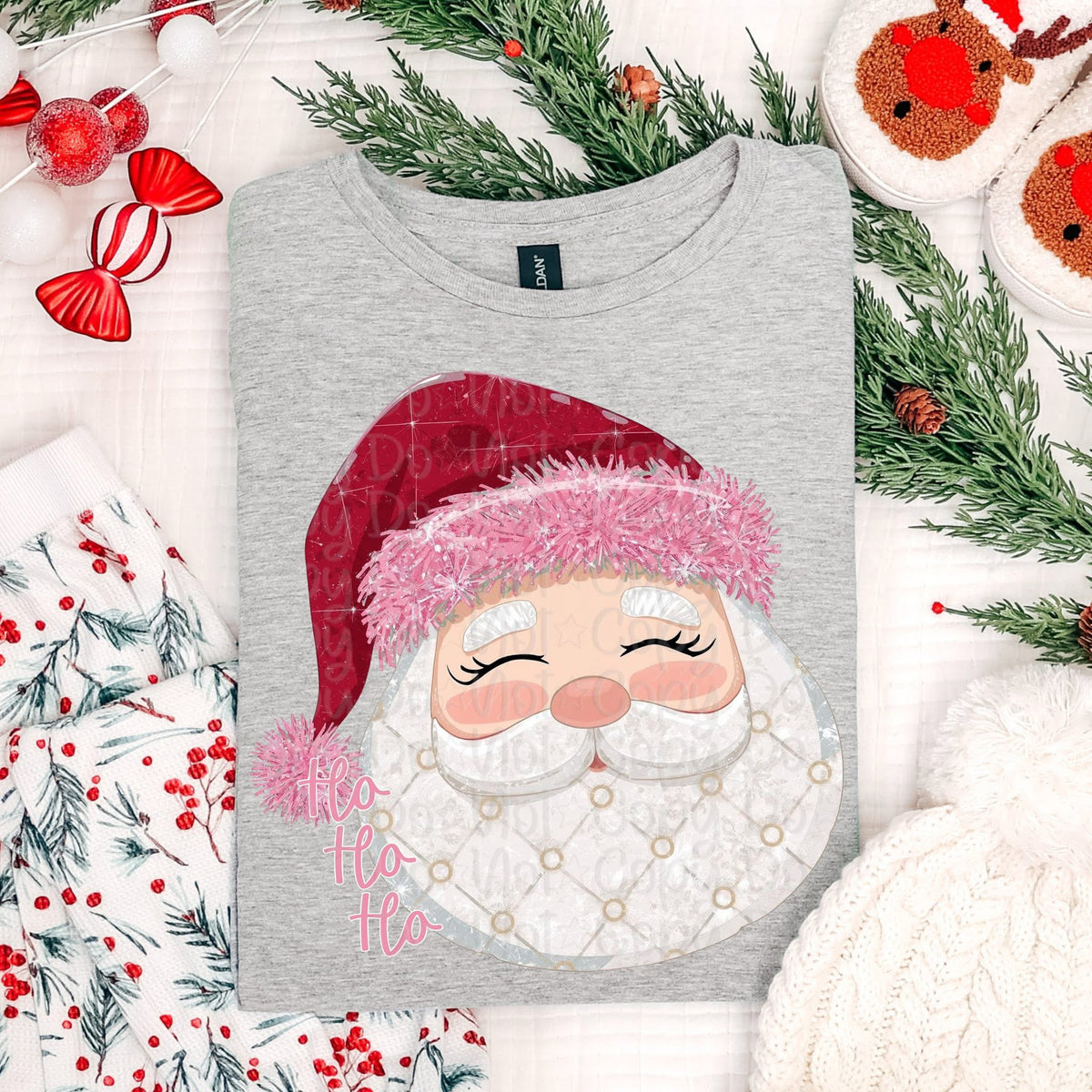 Santa with pink and red hat lighter skin tone (Virgo) DTF Transfer