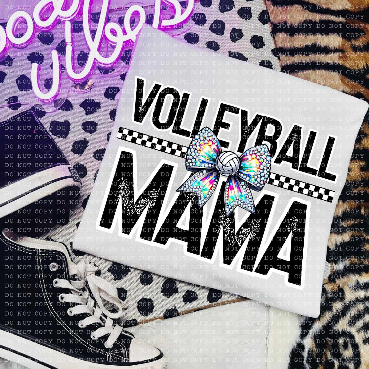 Volleyball mama rhinestone bow (ECHT) 58788 DTF transfer