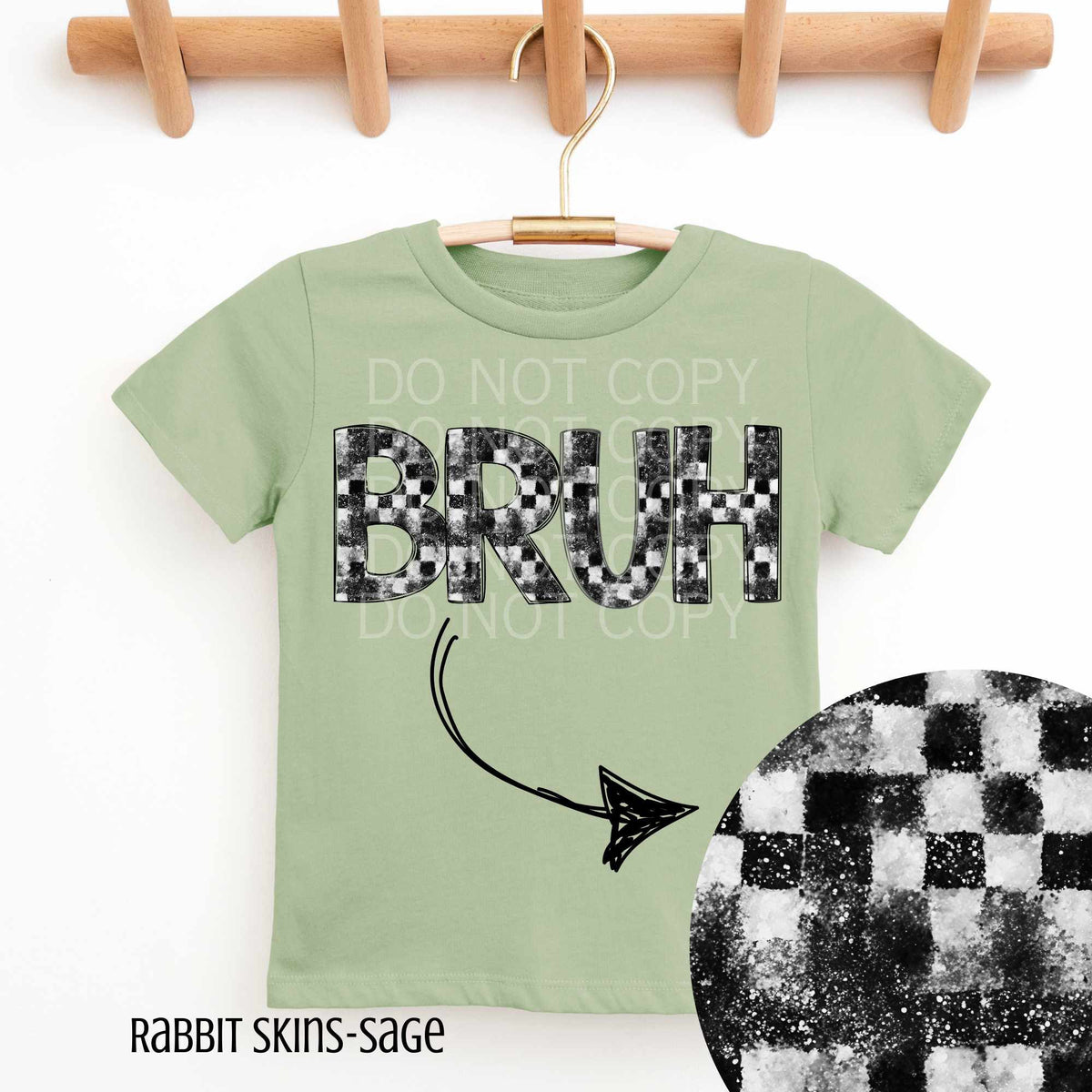 Bruh checkered and glitter (CSG) 84241 DTF transfer