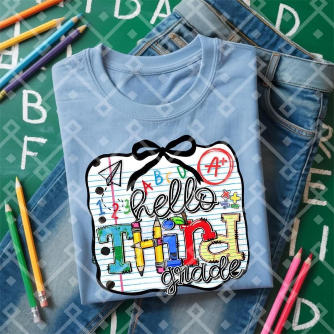 Hello third grade paper background (Crafti) 103200 DTF transfer