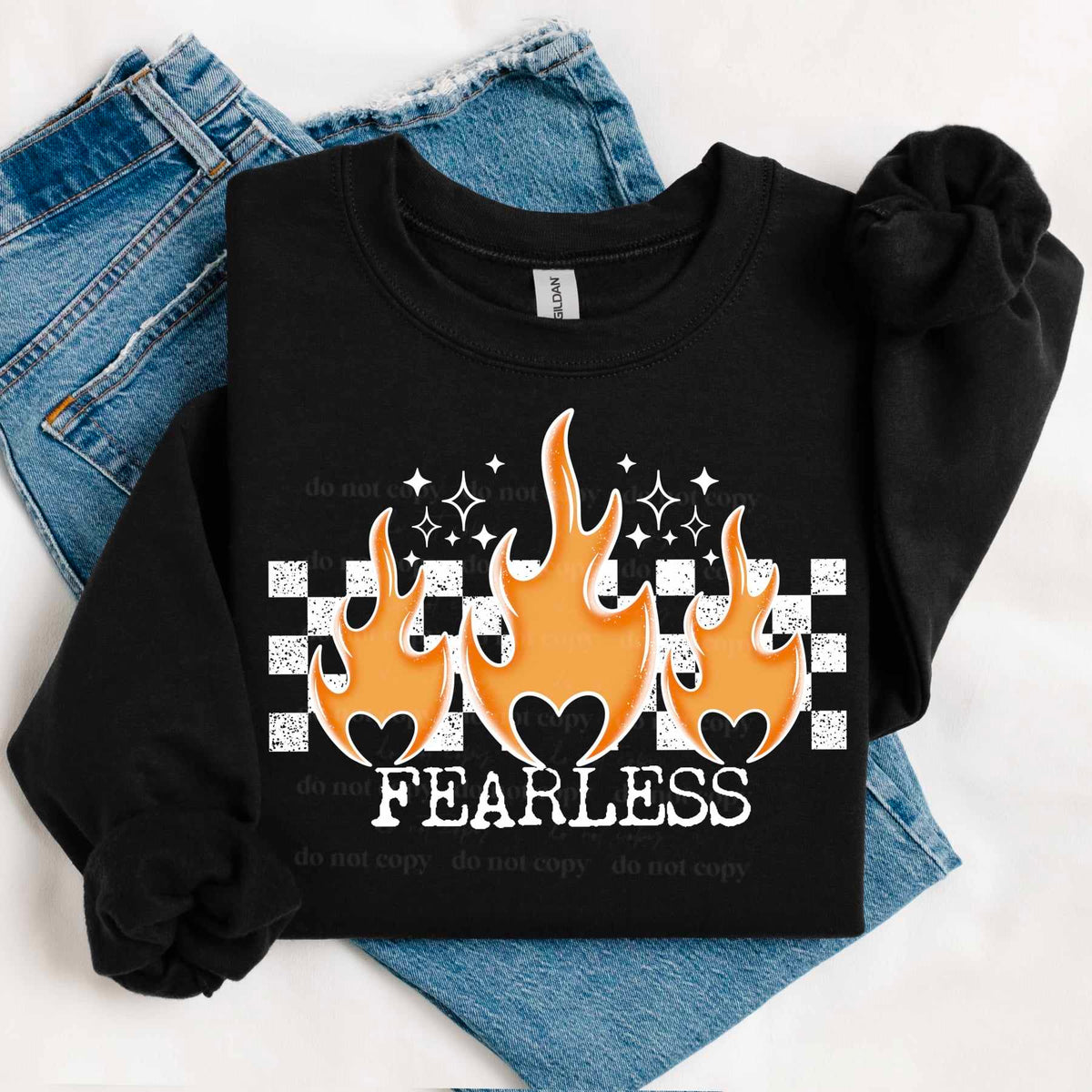 Fearless flame WHITE checkered (CSC) 60638 DTF transfer