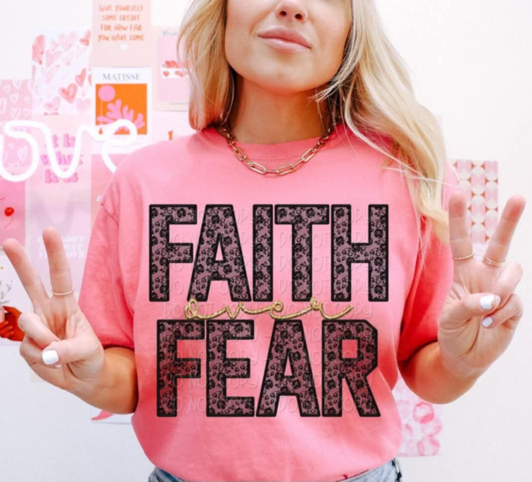 Faith over fear black lace 92294 DTF transfer