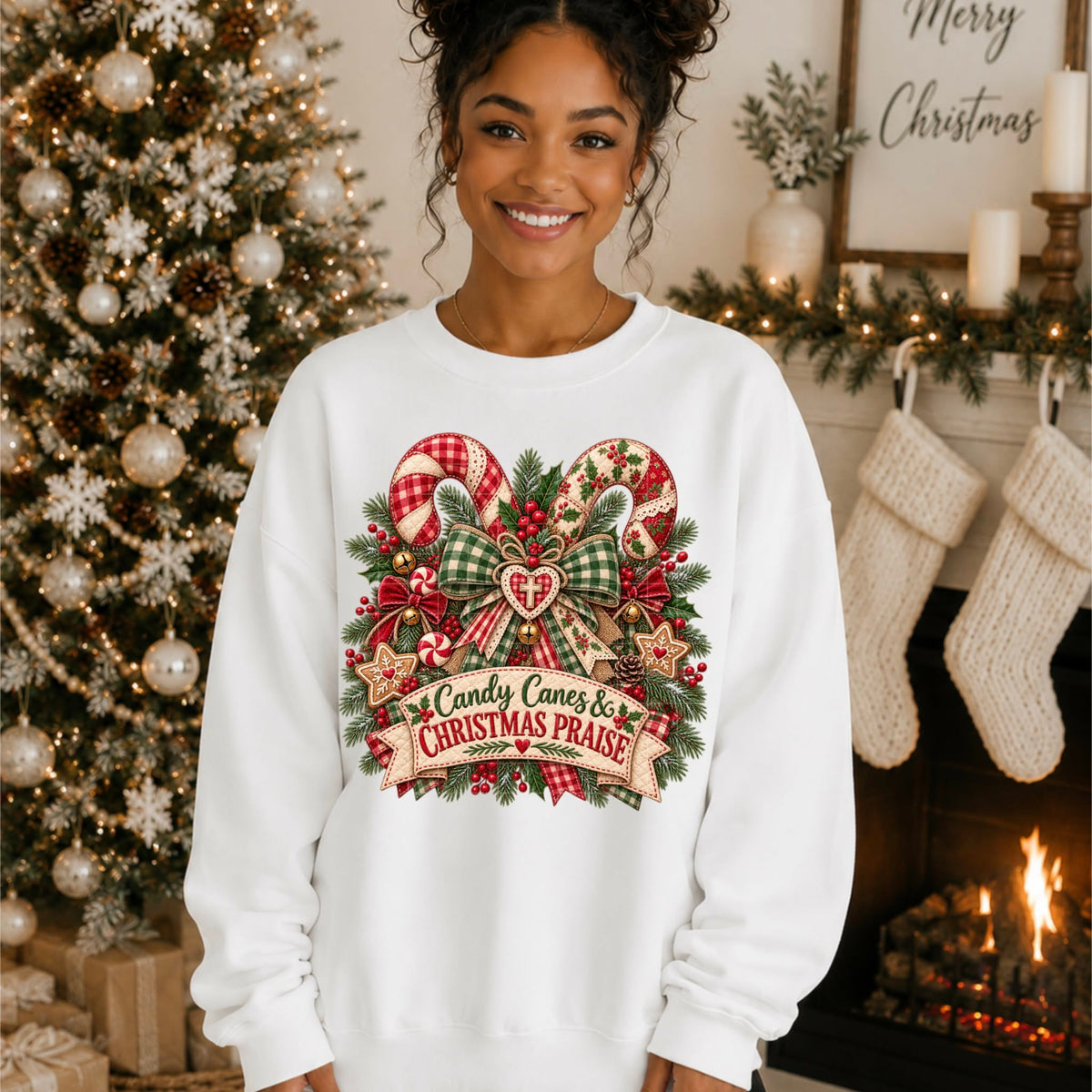 Candy canes and Christmas praise (SDD) DTF Transfer