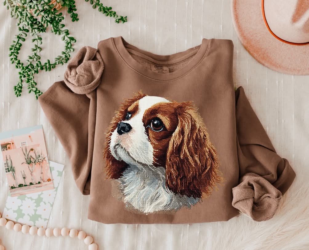 Needlepoint Cavalier Spaniel (s&g) DTF Transfer