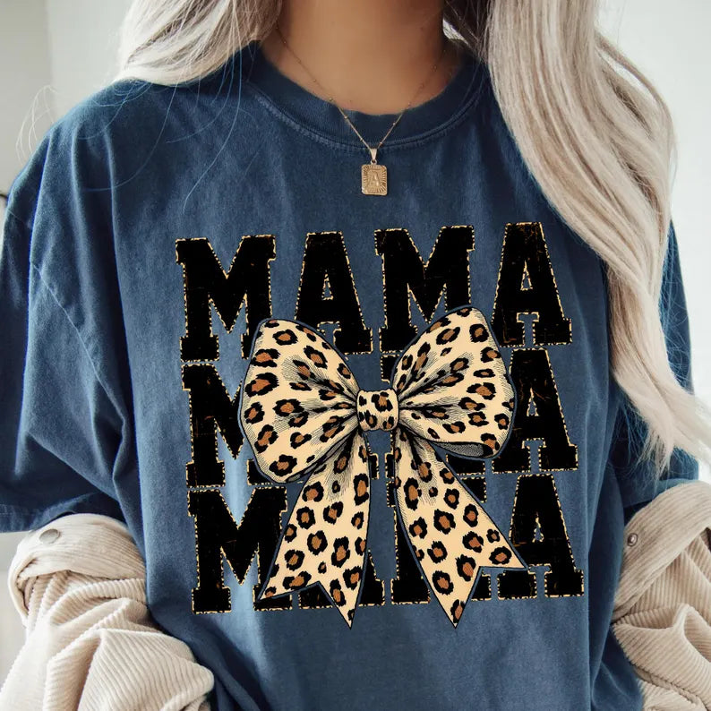 Mama stacked leopard bow 96702 DTF transfer