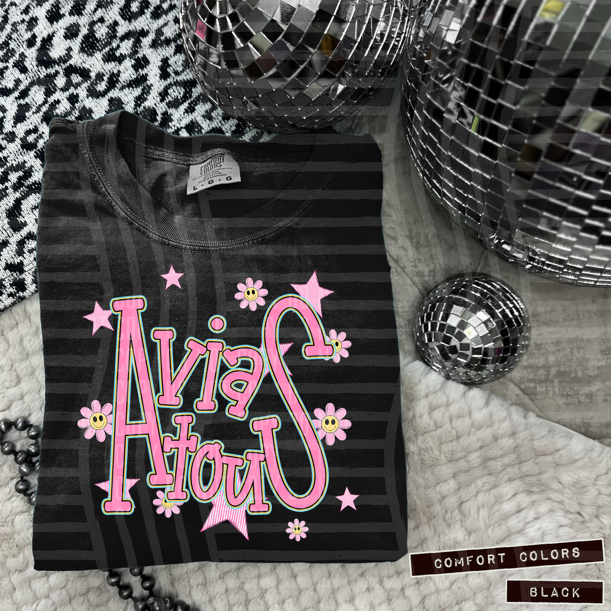 Aviators Pink Flowers And Stars 104892 DTF transfer