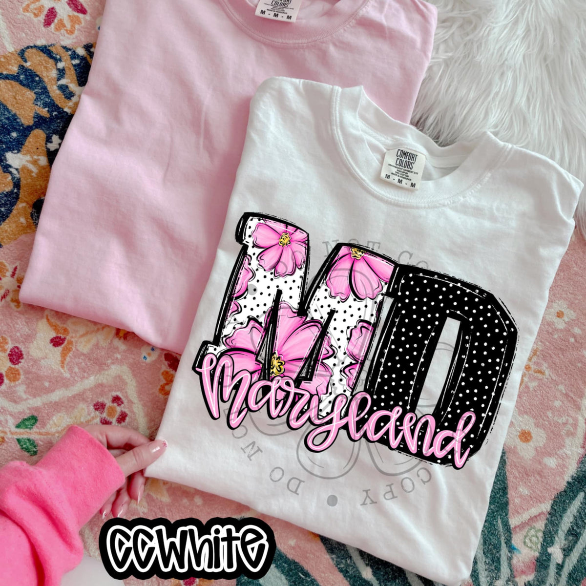 MD maryland pink flowers (SWD) 94509 DTF transfer