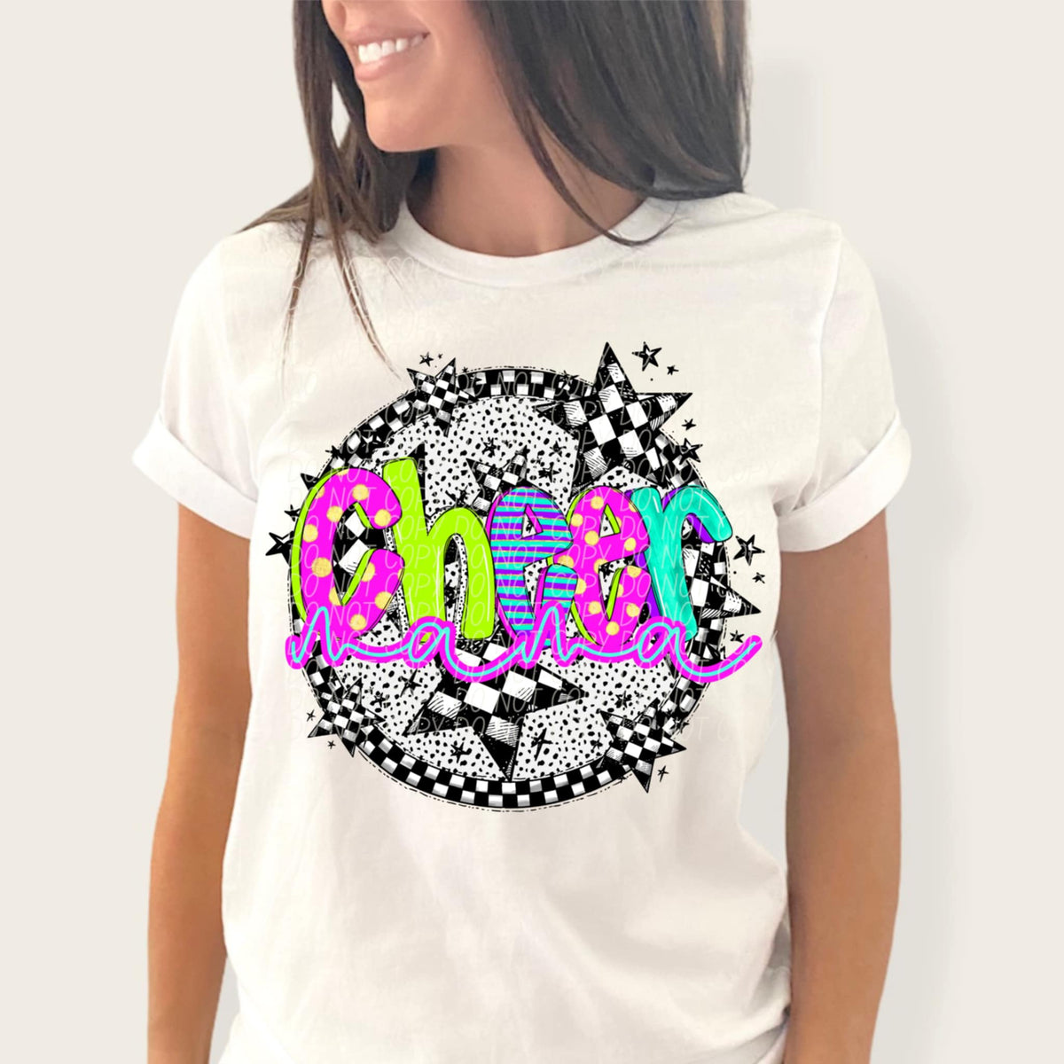 Cheer mama neon font circle (CITY) 91291 DTF transfer
