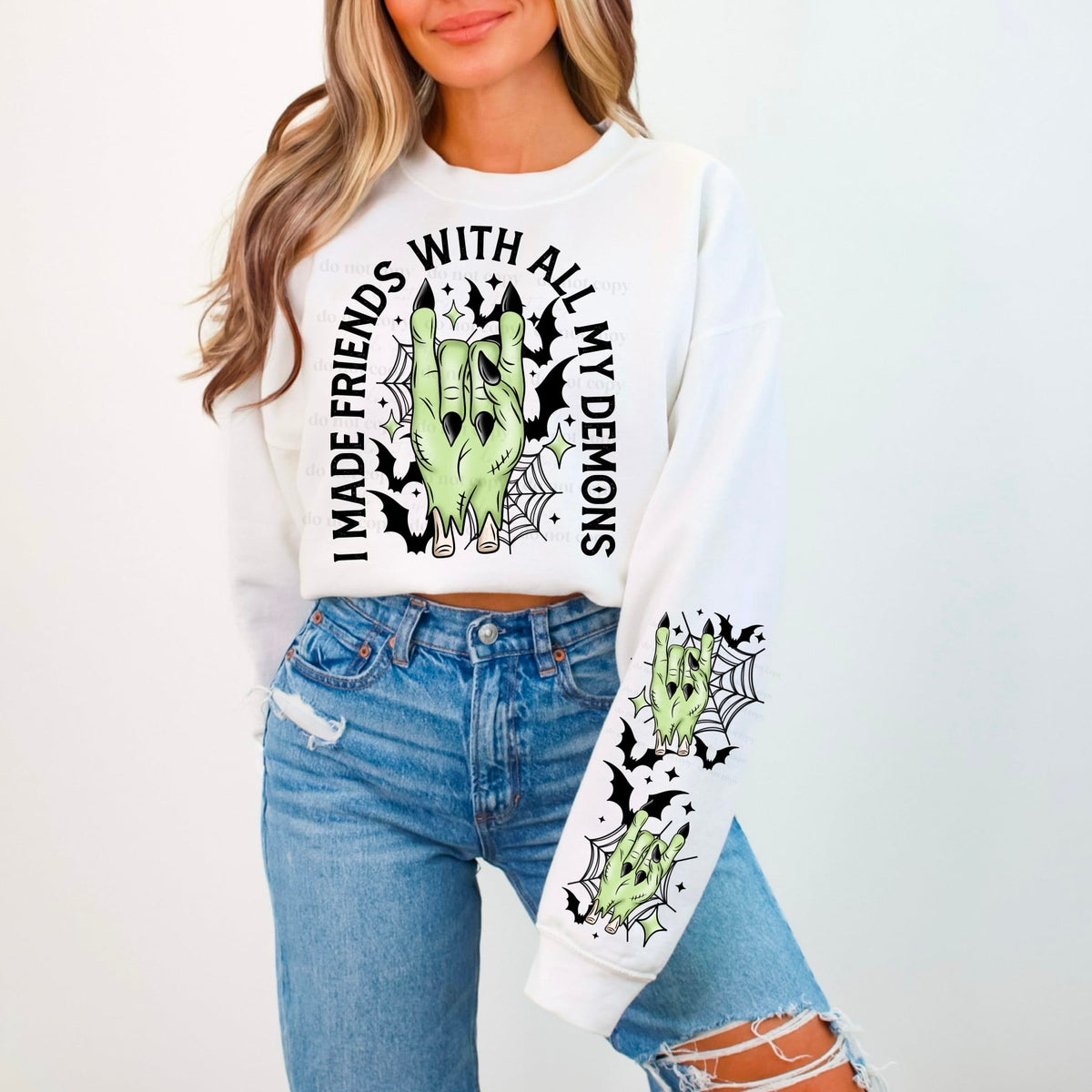 I made friends with all my demons black font BACK ONLY (CSC) 55163 DTF transfer