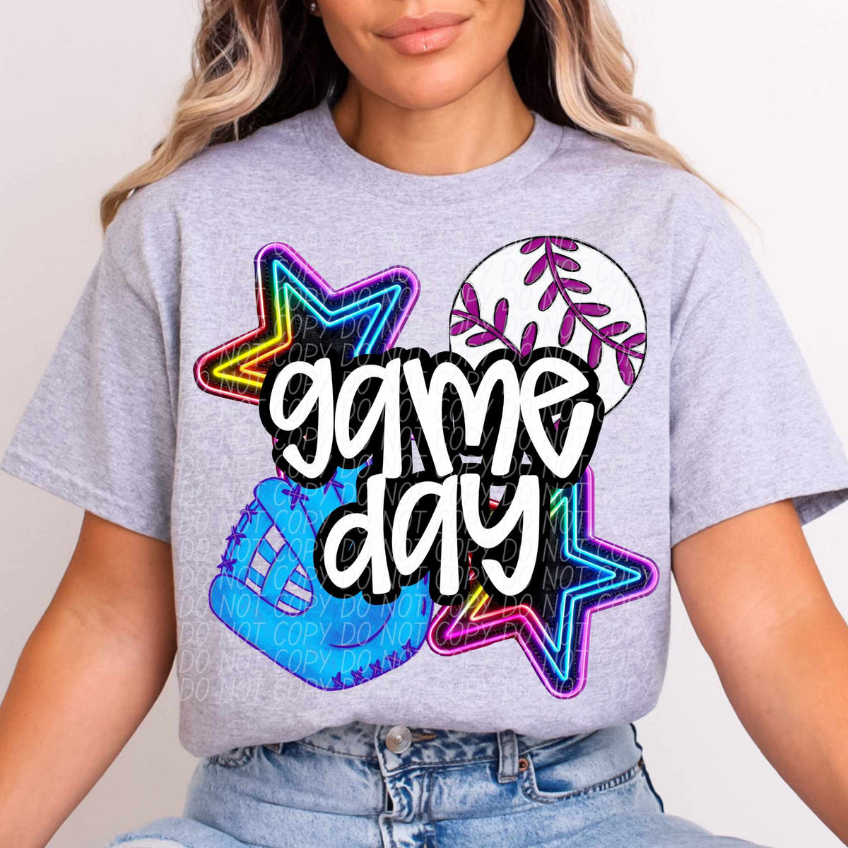 Game day neon with baseball (CITY) 84998 DTF transfer