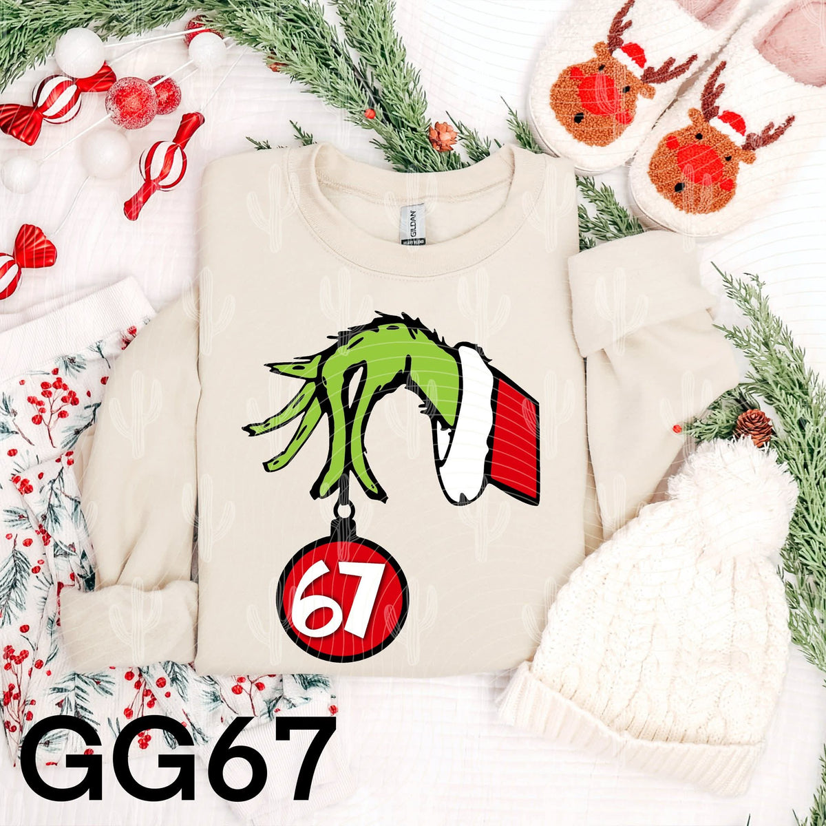 67 green hand without glitter (crafti) DTF transfer
