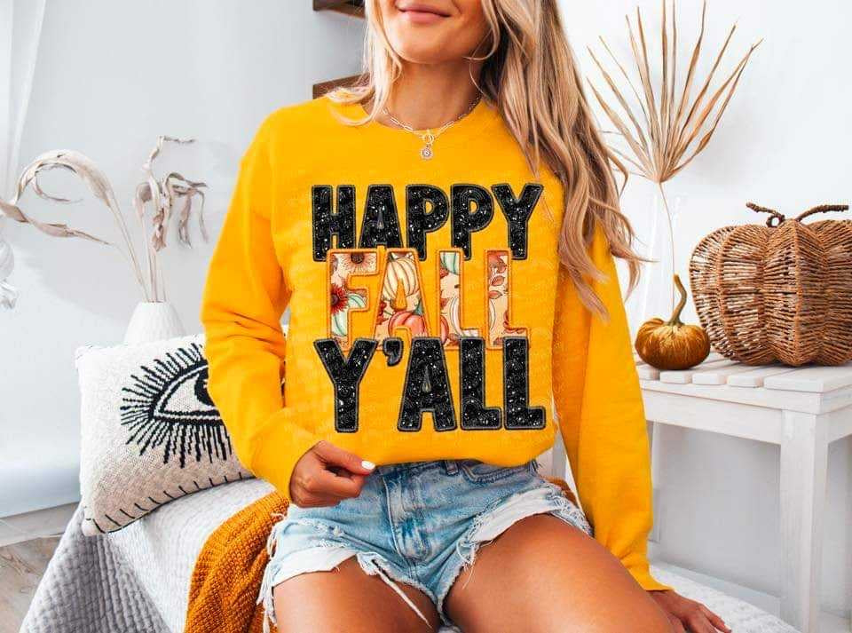 Happy fall y’all embroidery (DDD) 62648 DTF transfer