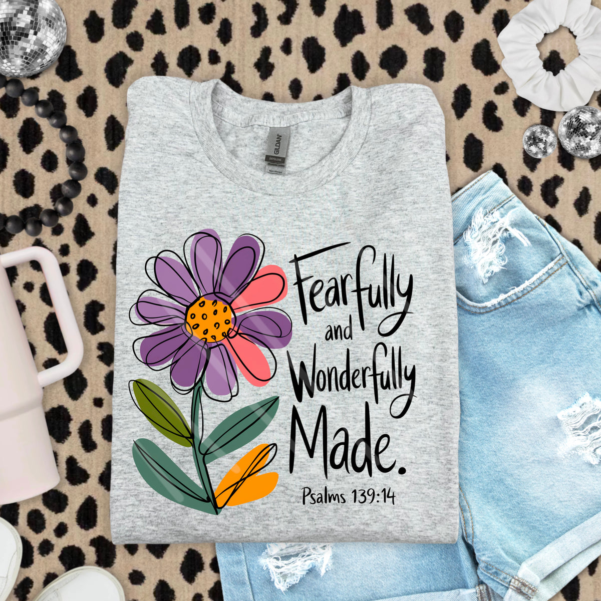 Fearfully and Wonderfully made Beautiful Abstract Florals 110917 DTF transfer