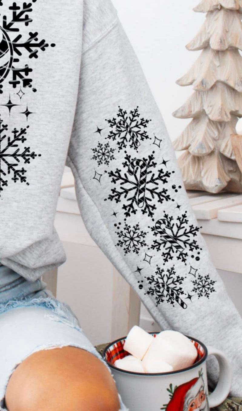 Snowflake Candy Cane (SLEEVE) AG DTF transfer