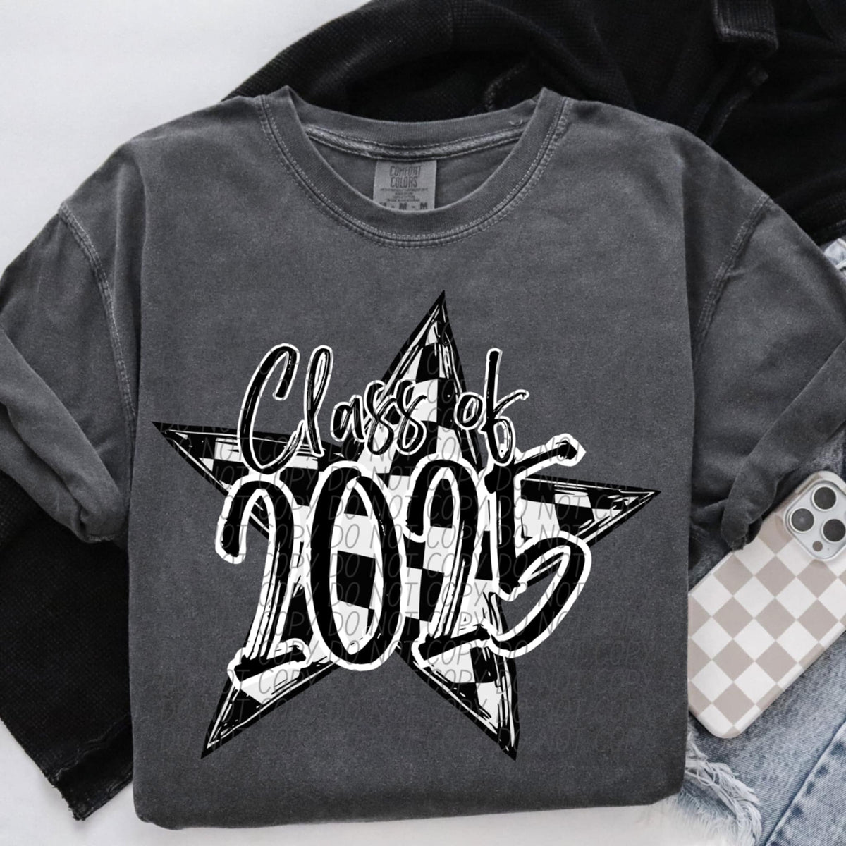 Class of 2025 single checkered star (CITY) 85479 DTF transfer