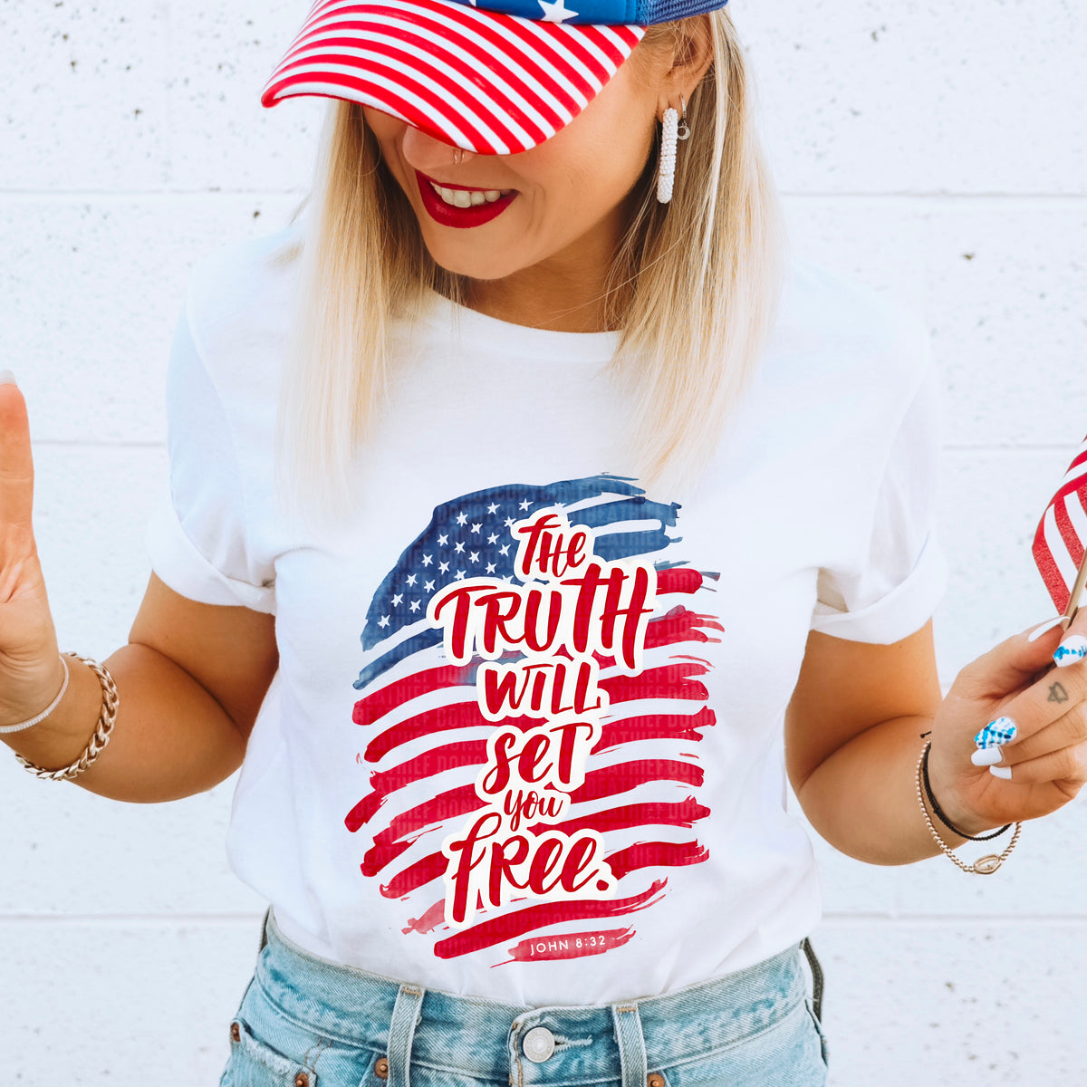 The truth will set you free patriotic background 95549 DTF transfer