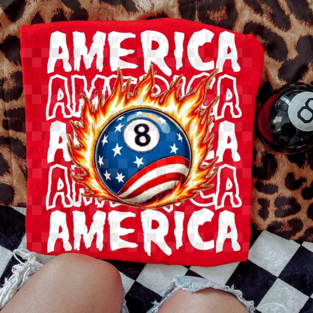 America stacked 8 ball (Texans) 106336 DTF transfer