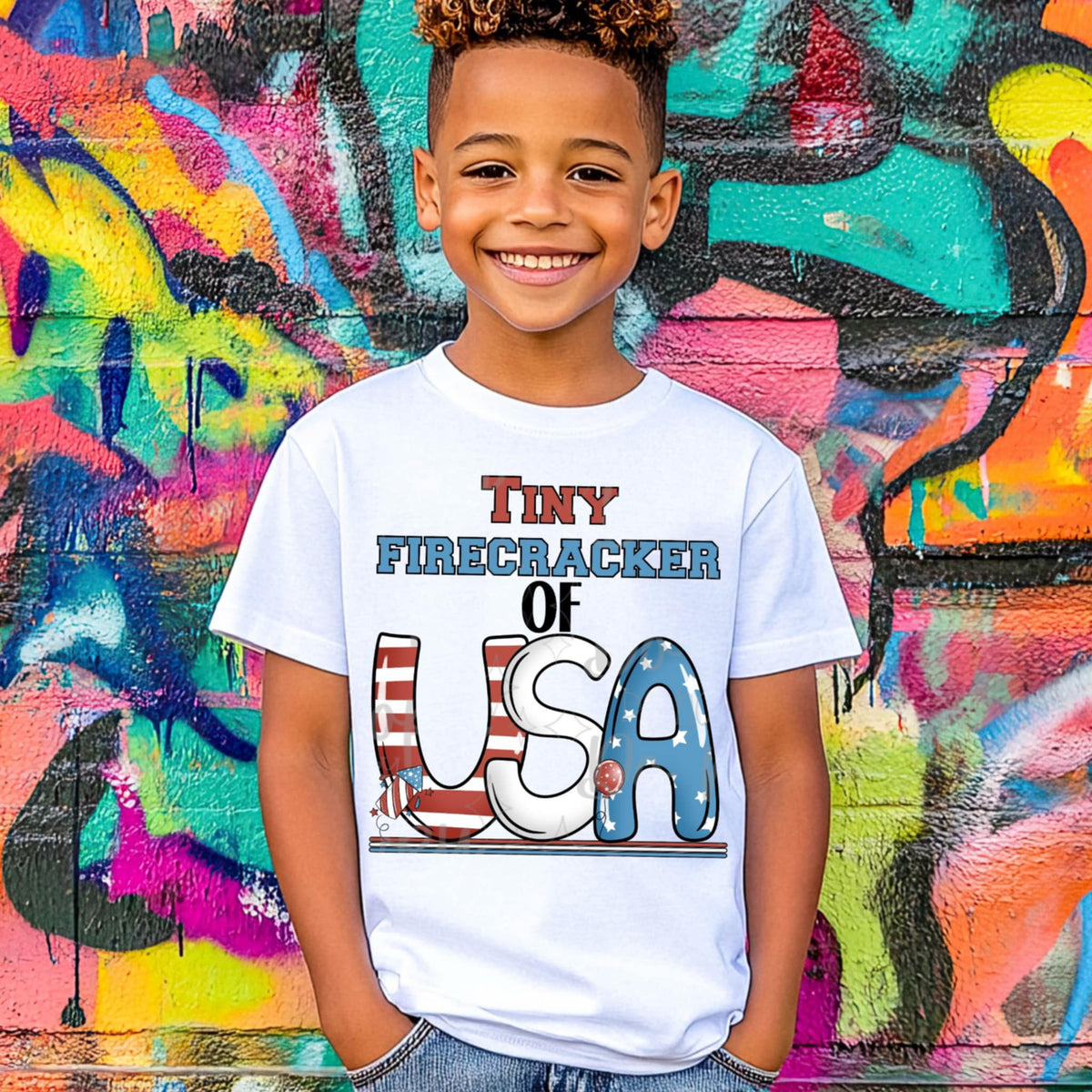 Tiny firecracker of USA with lines BOY (Virgo) 96757 DTF transfer