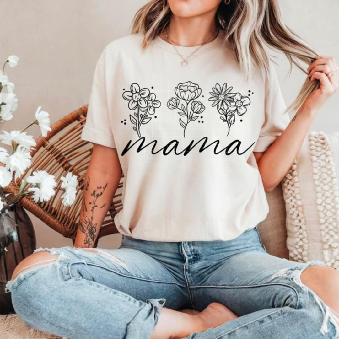 Mama black flowers (CSC) 90223 DTF transfer