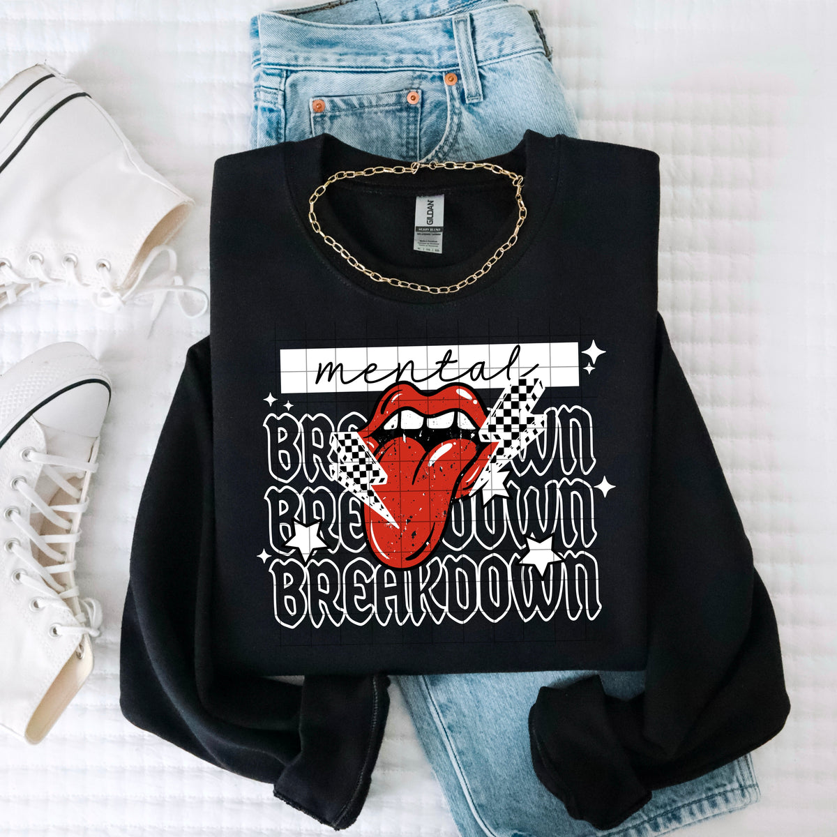 Mental Breakdown tongue WHITE (CSC) DTF Transfer