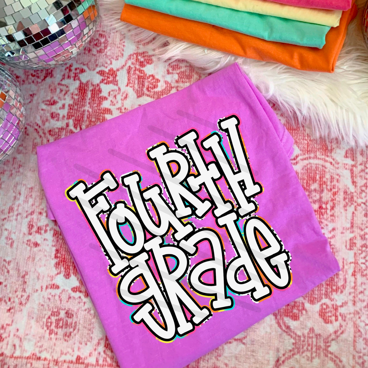 Fourth Grade rainbow and Dalmatian dots (saved) 114437 DTF transfer