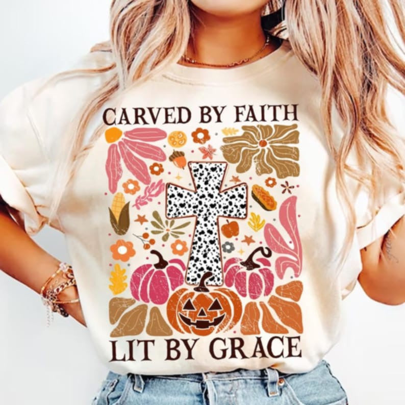 Carved by faith lit by grace 107535 DTF transfer