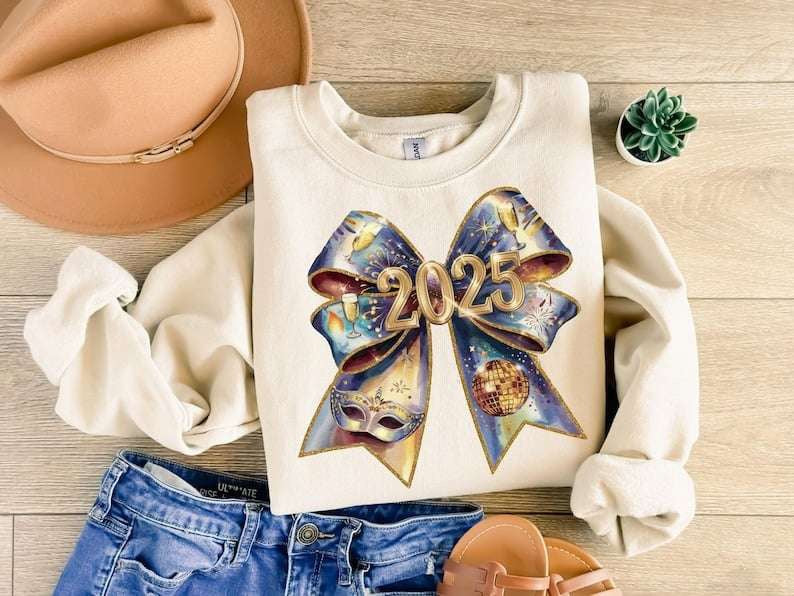 2025 bow blue and gold 73808 DTF transfer