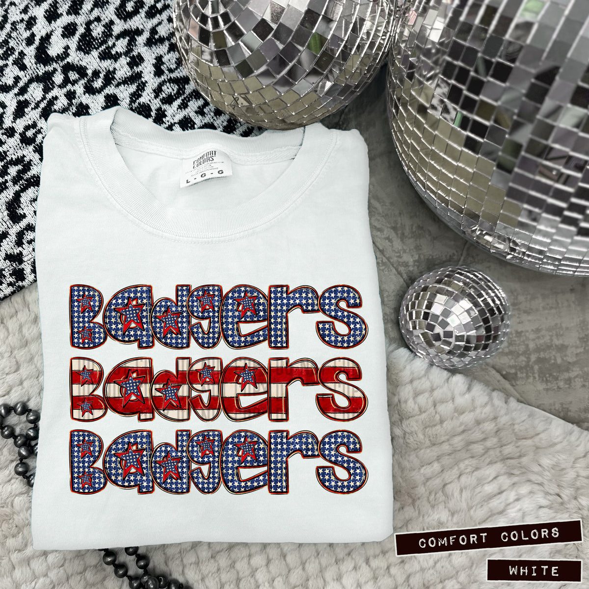 Badgers RWB stacked (Caplinger) DTF transfer