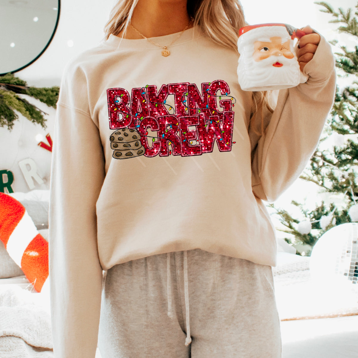 Baking Crew Faux Glitter with choc chip cookies 111663 DTF transfer