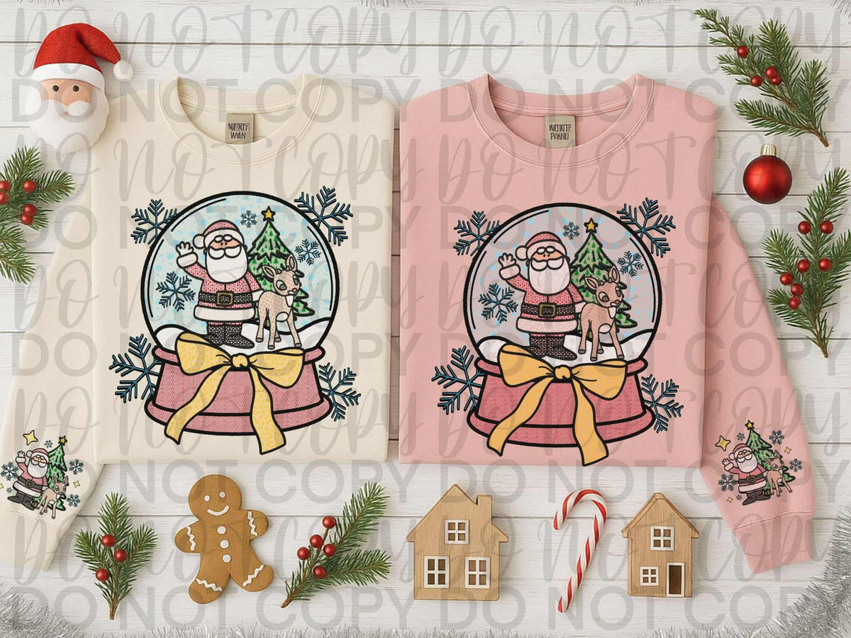 Santa Snowglobe front only (sweet starlight) DTF transfer