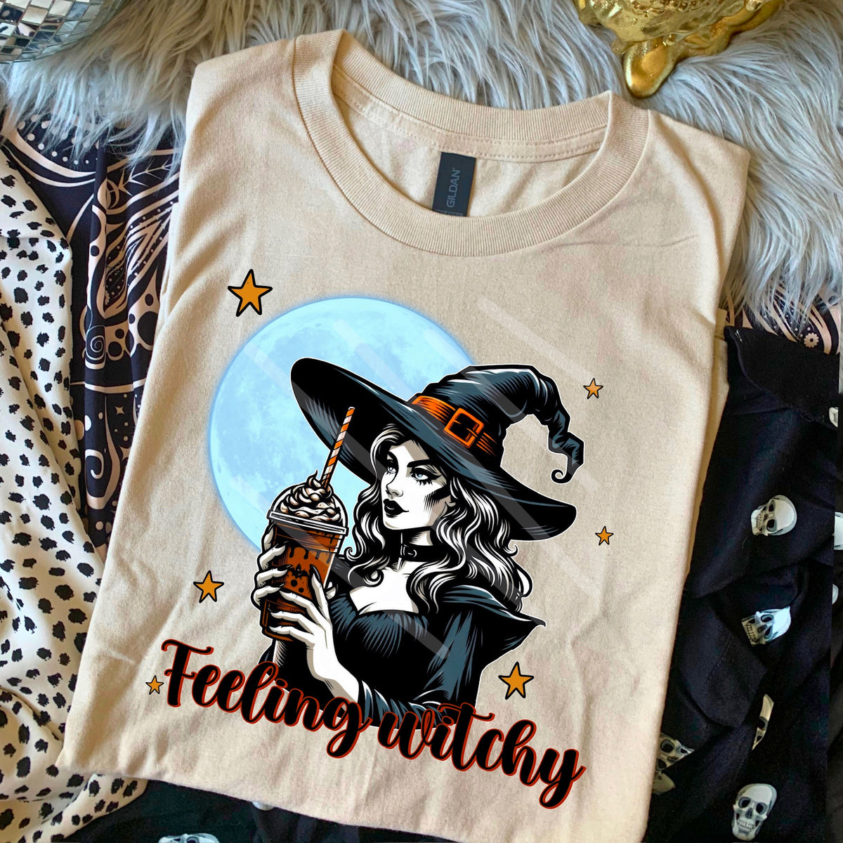 Feeling Witchy Witch with blue moon 110762 DTF transfer