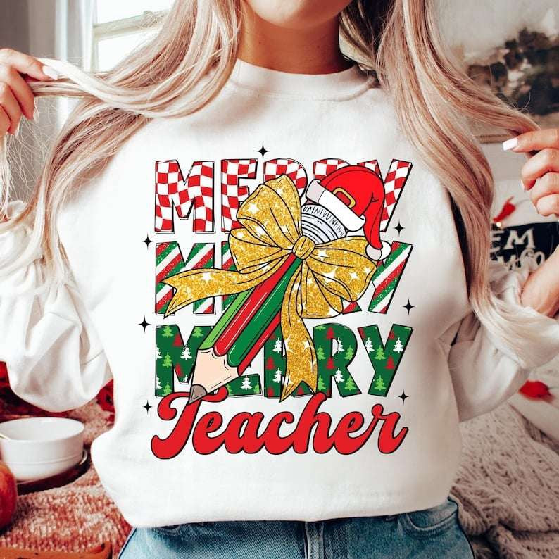 Merry teacher stacked 67926 DTF transfer