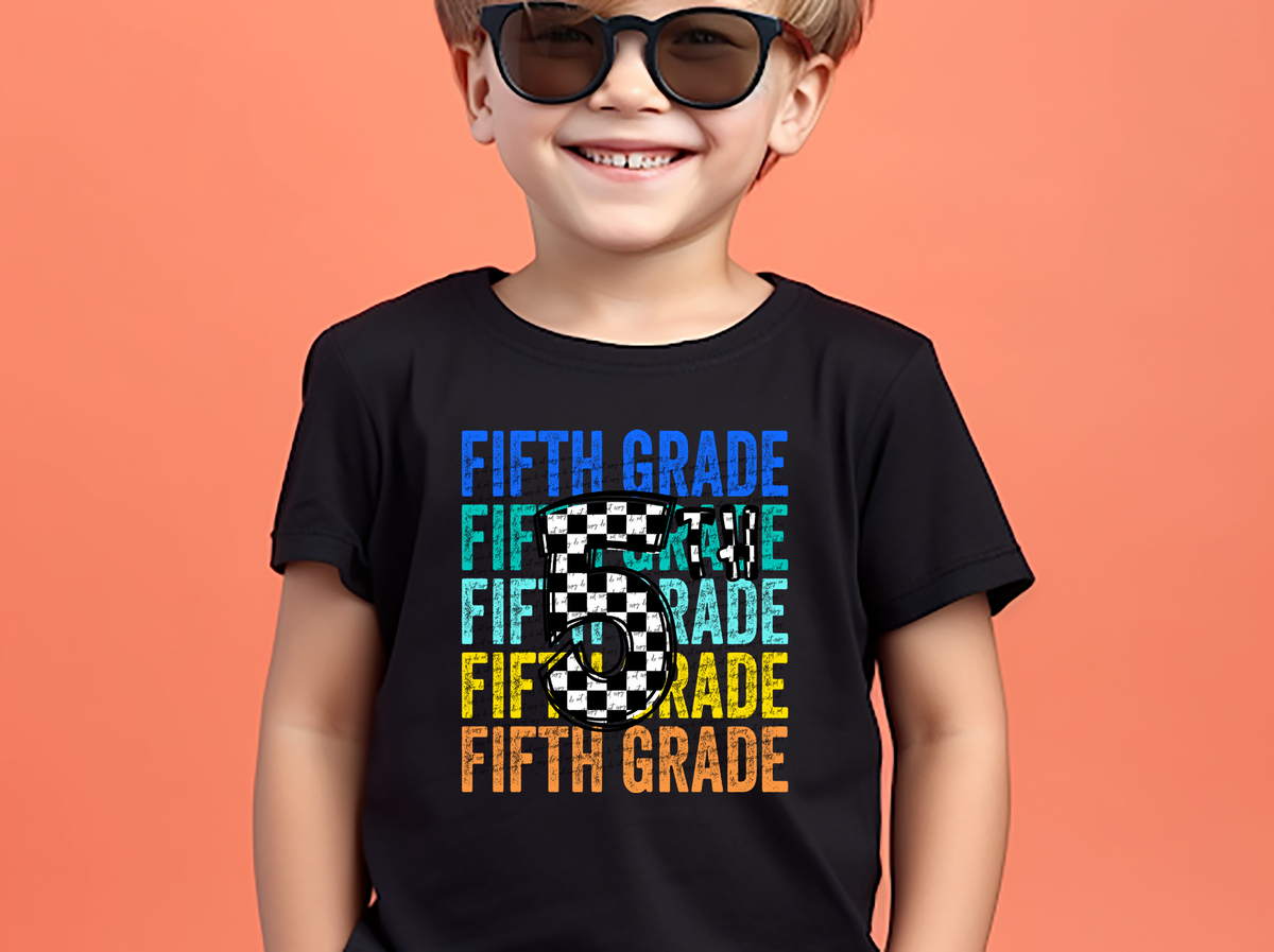 5th grade repeat print checkered 49859 DTF transfer