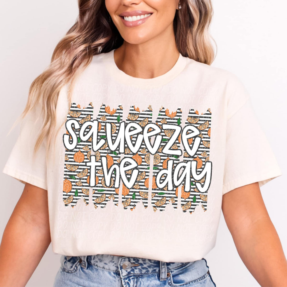 Squeeze the day orange background (TTD) 98378 DTF transfer