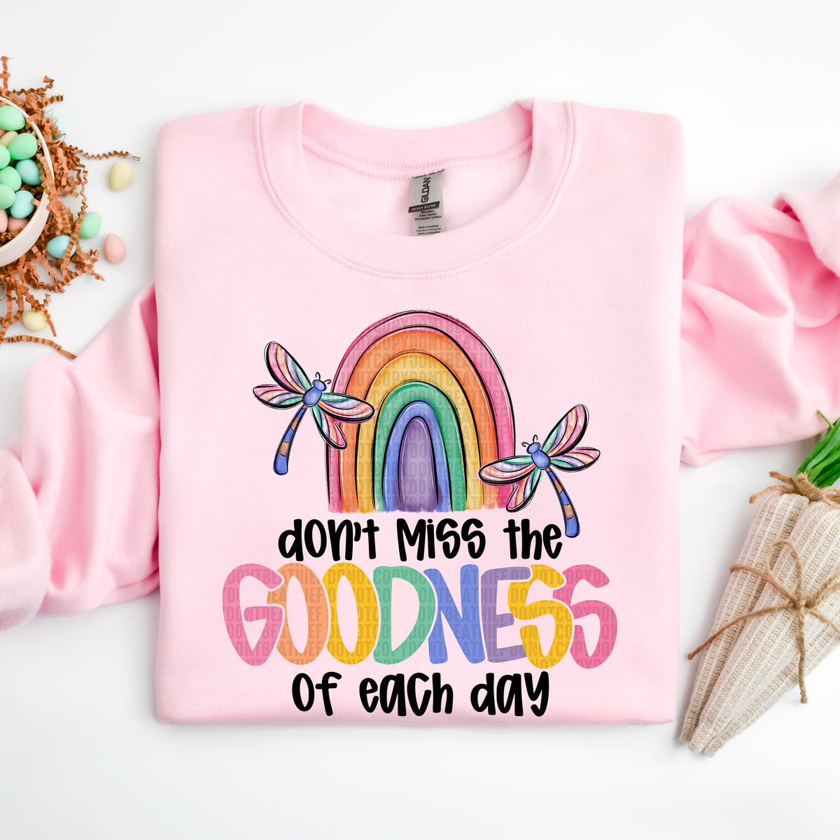 Don’t miss the goodness of each day rainbow with black font (SDD) 85923 DTF transfer