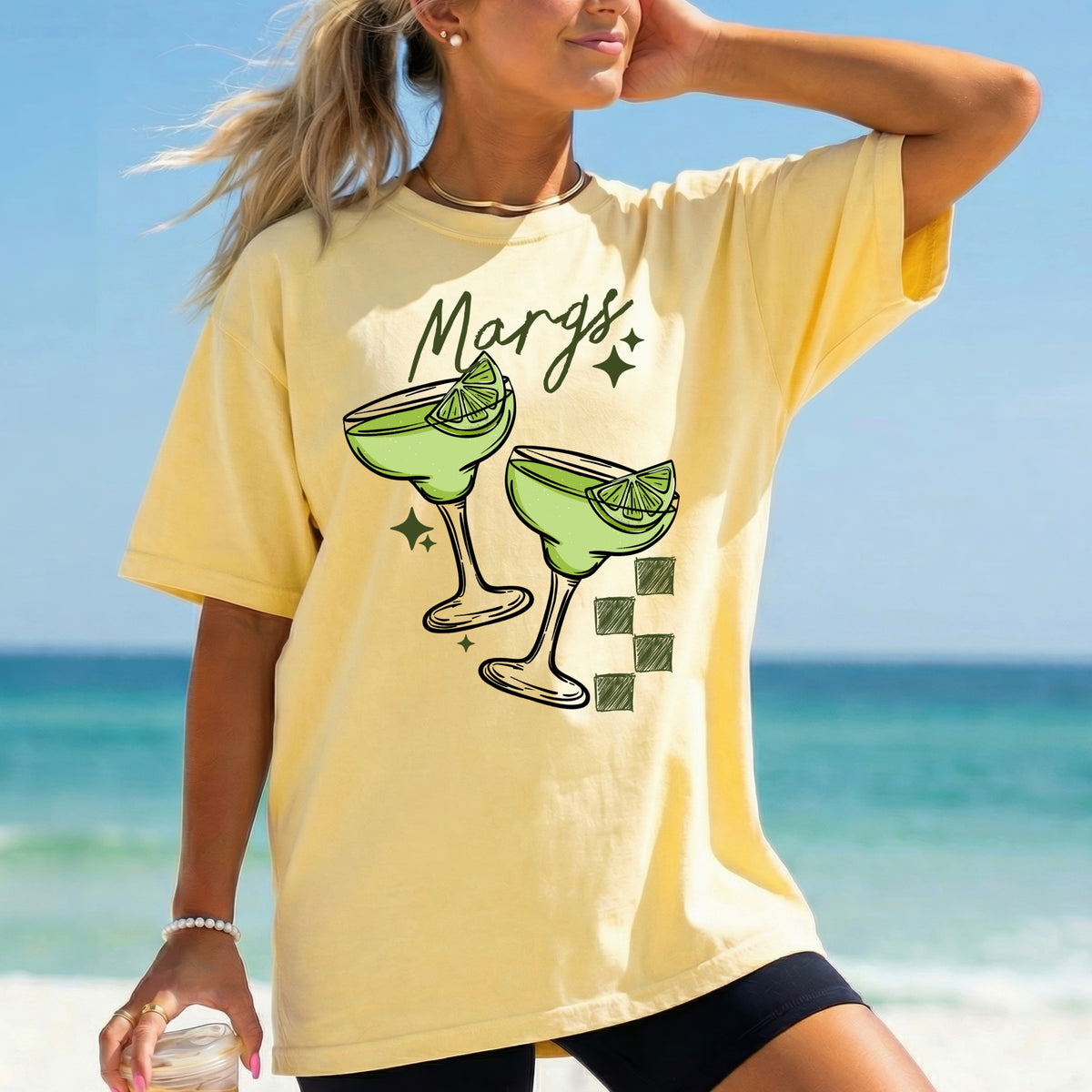 Margs green (two margaritas and checker) (CSC) DTF Transfer
