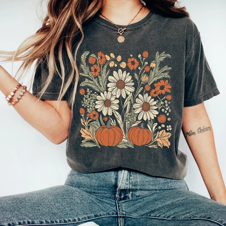 Floral pumpkin collage 67629 DTF transfer