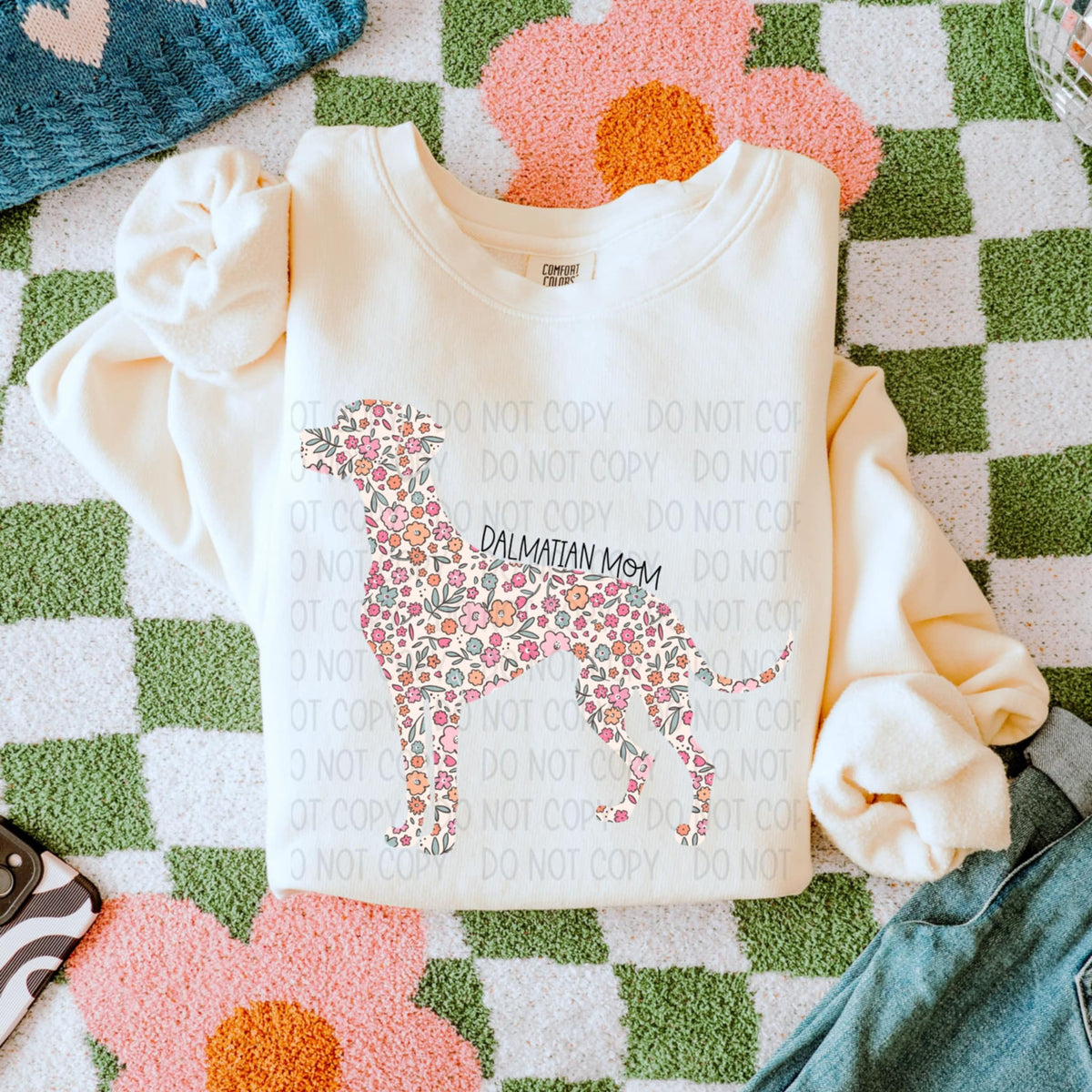 Dalmatian mom floral puppy (SWD) 85323 DTF transfer