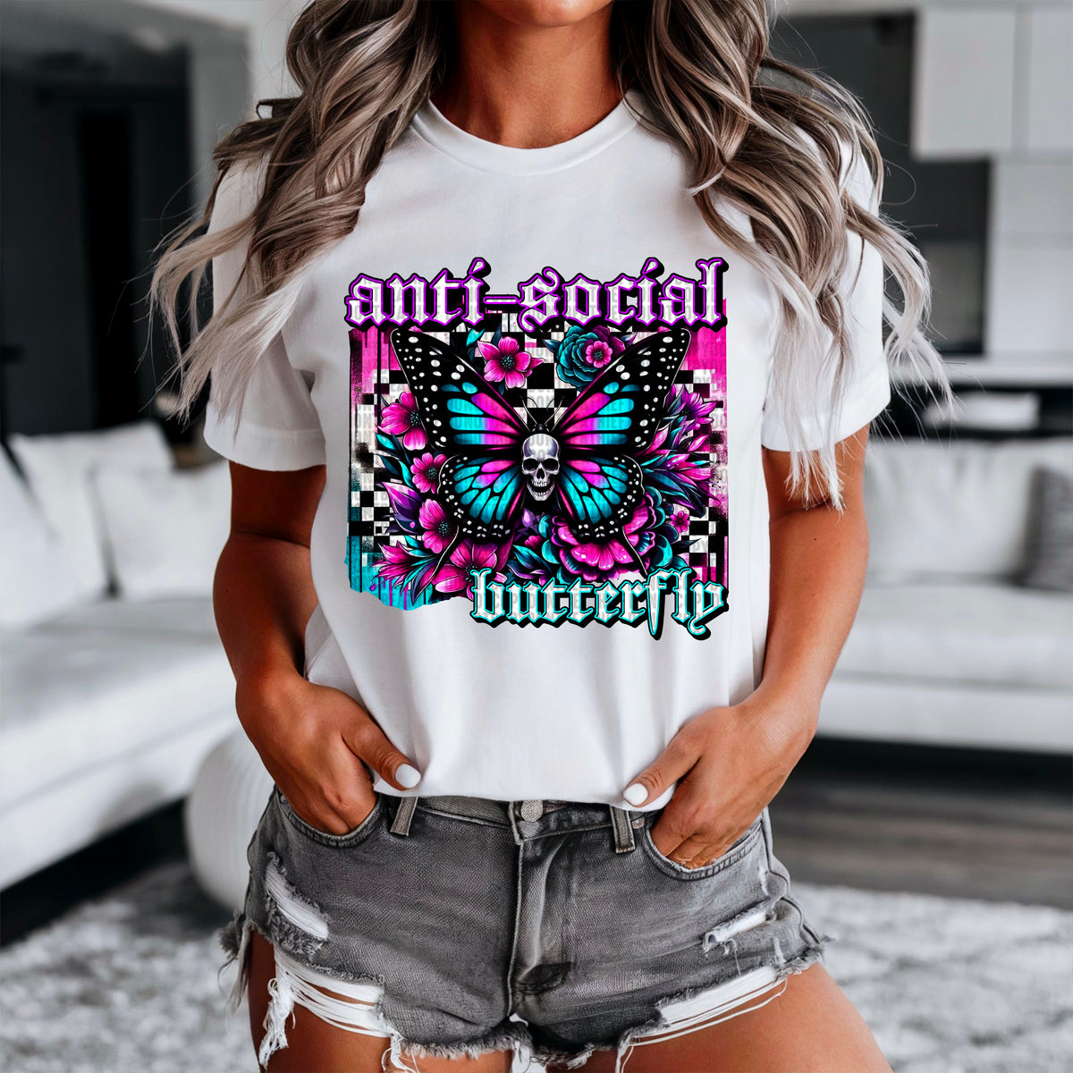 Anti-social butterfly 90359 DTF transfer